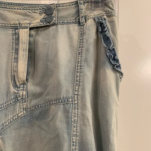 Juliette Light Blue Denim Skirt with Ruffle Hem - Picture 5 of 12